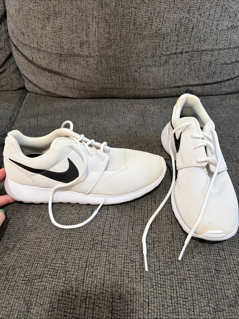 Nike  White Low-Top Sneakers with Black Swoosh
